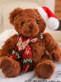 Peluche D'ours Poupée Petit Noël Cadeau Enfant Chapeau Écharpe