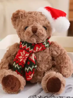Peluche D'ours Poupée Petit Noël Cadeau Enfant Chapeau Écharpe