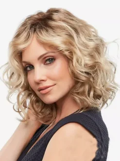 Perruque bob courte bouclée en laine raie sur le côté style rétro boucles souples résistante à la chaleur en cheveux synthétiques