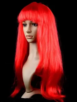 Perruque de cheveux d'Halloween violet Perruque de carnaval longues et droites