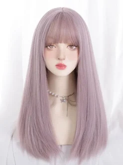 Perruque Lolita Longue Avec Frange Fibre Résistante À La Chaleur Accessoires Lolita