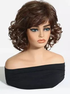 Perruque synthétique châtain clair courte pour femme