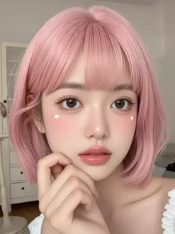 Perruque Lolita de style ROCOCO rose courte en fibre résistante à la chaleur ébouriffée accessoires Lolita