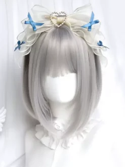 Perruques Lolita Gothiques Argent Courtes Ébouriffées Lolita Accessoires