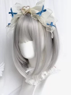Perruques Lolita Gothiques Argent Courtes Ébouriffées Lolita Accessoires