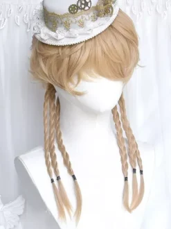 Perruques Lolita Gothiques Longues Fibres Résistantes à la Chaleur Accessoires Lolita Or Clair