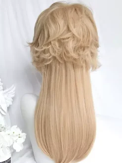 Perruques Lolita Gothiques Longues Fibres Résistantes à la Chaleur Accessoires Lolita Or Clair