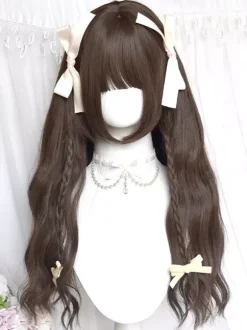 Perruques Lolita Style ROCOCO longues fibres résistantes à la chaleur accessoires Lolita marron clair