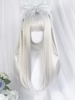 Perruques gothiques Lolita Accessoires Lolita argentés longs