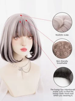 Perruques Lolita douces cheveux longs en surbrillance fibre résistante à la chaleur accessoires Lolita couleur fendue
