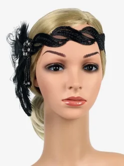Plume Flapper Headpieces 1920s Great Gatsby Bandeau Femmes Rétro Cheveux Accessoires Déguisements Halloween