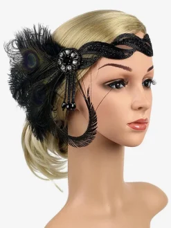 Plume Flapper Headpieces 1920s Great Gatsby Bandeau Femmes Rétro Cheveux Accessoires Déguisements Halloween