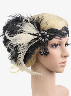 Plume Flapper Headpieces 1920s Great Gatsby Bandeau Femmes Rétro Cheveux Accessoires Déguisements Halloween