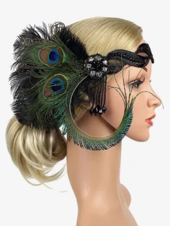 Plume Flapper Headpieces 1920s Great Gatsby Bandeau Femmes Rétro Cheveux Accessoires Déguisements Halloween