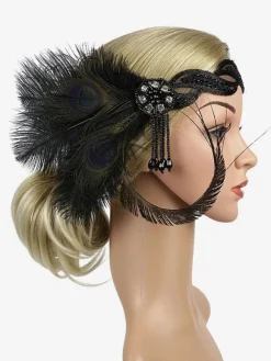 Plume Flapper Headpieces 1920s Great Gatsby Bandeau Femmes Rétro Cheveux Accessoires Déguisements Halloween