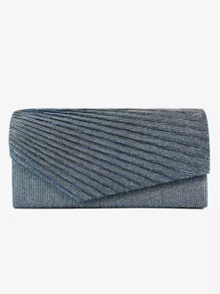 Pochette de soirée plissée en tissu pailleté couleur unie pour mariage ou autre occasion formelle.