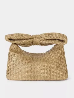 Pochette en paille avec n艙ud pour les vacances petit sac pour femme 2026