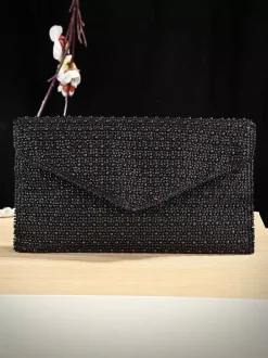 Pochette enveloppe entièrement ornée de strass bandoulière chaîne amovible sac à main scintillant pour soirée mariage