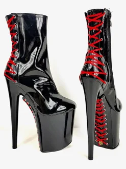Pole Dance Chaussures Femmes Bottines Tissu À Paillettes Noire Bout Ouvert Plateforme Haute Bottes À Talons Hauts