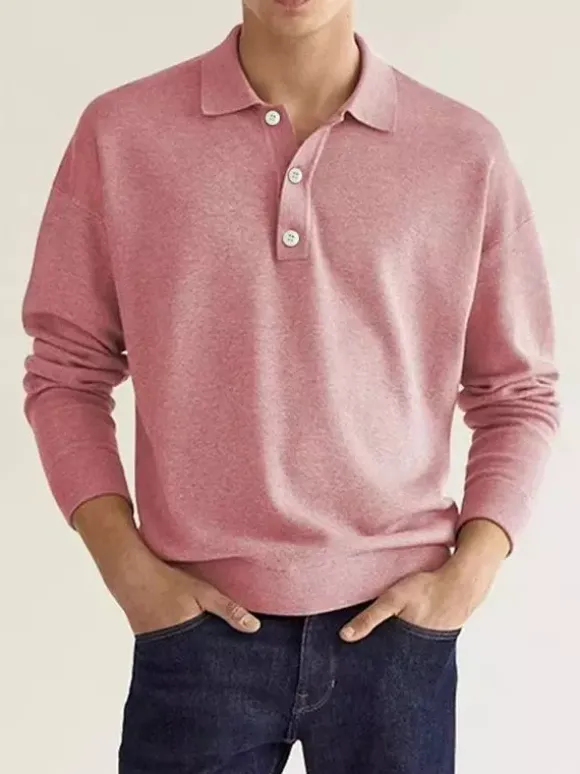 Polo à col et manches longues pour homme t-shirt de sport à boutons polos de golf athlétiques chemises quotidiennes