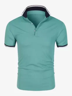 Polo Homme Décontracté Col Rabattu Manches Courtes Coupe Classique