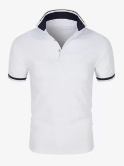Polo Homme Décontracté Col Rabattu Manches Courtes Coupe Classique