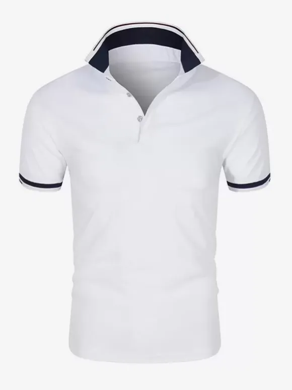 Polo Homme Décontracté Col Rabattu Manches Courtes Coupe Classique