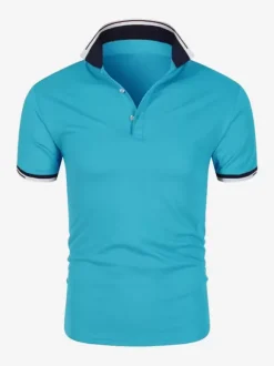 Polo Homme Décontracté Col Rabattu Manches Courtes Coupe Classique