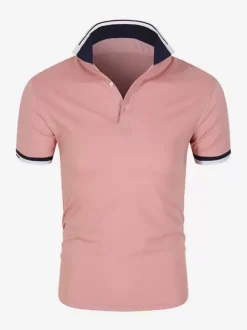 Polo Homme Décontracté Col Rabattu Manches Courtes Coupe Classique
