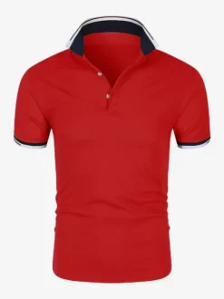Polo Homme Décontracté Col Rabattu Manches Courtes Coupe Classique