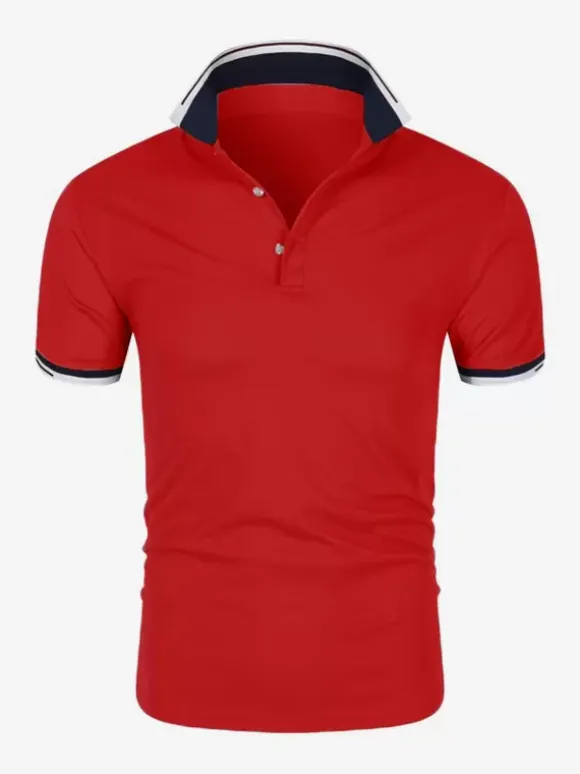 Polo Homme Décontracté Col Rabattu Manches Courtes Coupe Classique