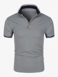 Polo Homme Décontracté Col Rabattu Manches Courtes Coupe Classique