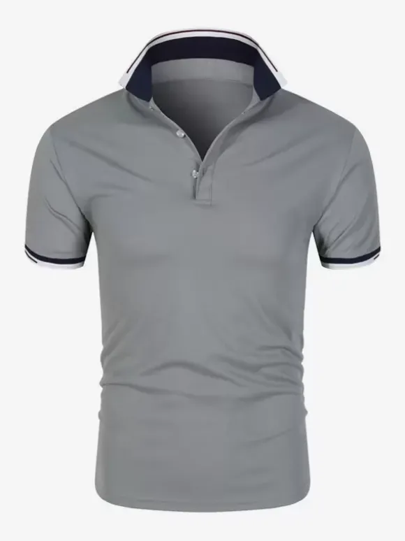 Polo Homme Décontracté Col Rabattu Manches Courtes Coupe Classique