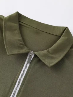 Polo pour homme à col rabattu et manches courtes avec fermeture éclair et coupe classique