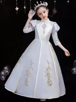 Polyester Fibre Tea Party 3/4 Longueur Manches Polyester Combinaison Gothic Silver Robes Lolita Kids