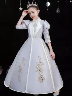 Polyester Fibre Tea Party 3/4 Longueur Manches Polyester Combinaison Gothic Silver Robes Lolita Kids
