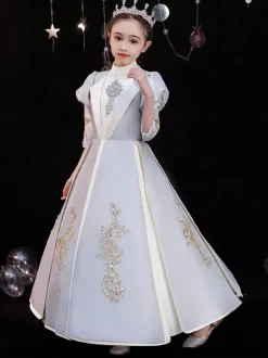 Polyester Fibre Tea Party 3/4 Longueur Manches Polyester Combinaison Gothic Silver Robes Lolita Kids