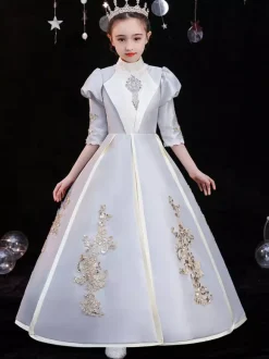 Polyester Fibre Tea Party 3/4 Longueur Manches Polyester Combinaison Gothic Silver Robes Lolita Kids