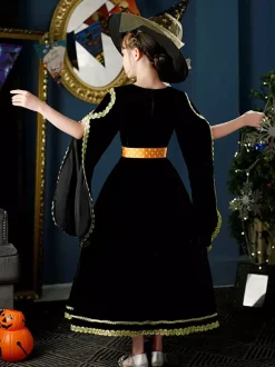 Polyester Fibre Tea Party Manches Longues Polyester Robe Gothique Noir Enfants Lolita Robes