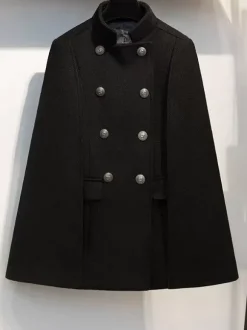 Poncho Femme avec Manches Longues à Col Montant Bicolores