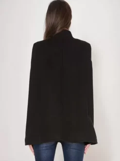 Poncho Femme avec Manches Longues à Col Montant Bicolores