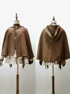 Poncho gothique Lolita en daim marron foncé Vêtements d'extérieur Lolita d'automne