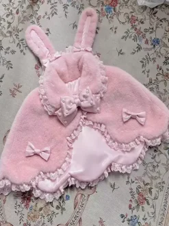 Poncho Lolita doux en polyester blanc avec n艙uds en dentelle et vêtements d'extérieur Lolita d'automne