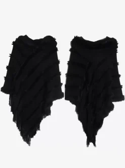 Poncho à capuche pour femme Cape à franges surdimensionnée verte
