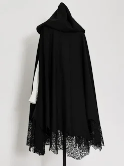 Poncho gothique Lolita en polyester noir Poncho d'hiver Lolita Cape Outwears