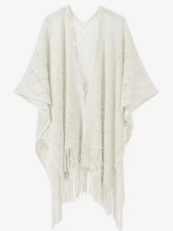 Poncho pour femme avec encolure conçue cape poncho marron clair