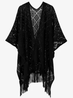 Poncho pour femme avec encolure conçue cape poncho marron clair
