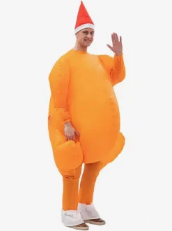 Poulet rôti drôle unisexe Orange Polyester fibre combinaison noël vacances Costumes