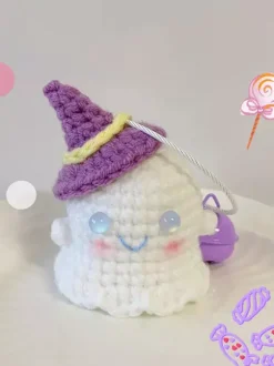 Poupées fantômes tricotées à la main pour Halloween ensemble 3 pièces joli sac à dos breloque cadeau