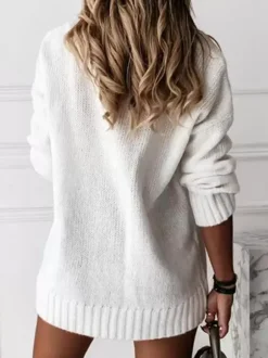 Pull à Col V avec Manches Longues Unicolore